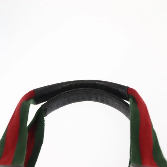 GUCCI GG Canvas Web Sherry Line Tote Bag Black Red 131230 Auth 152018 - Picture 9 of 16